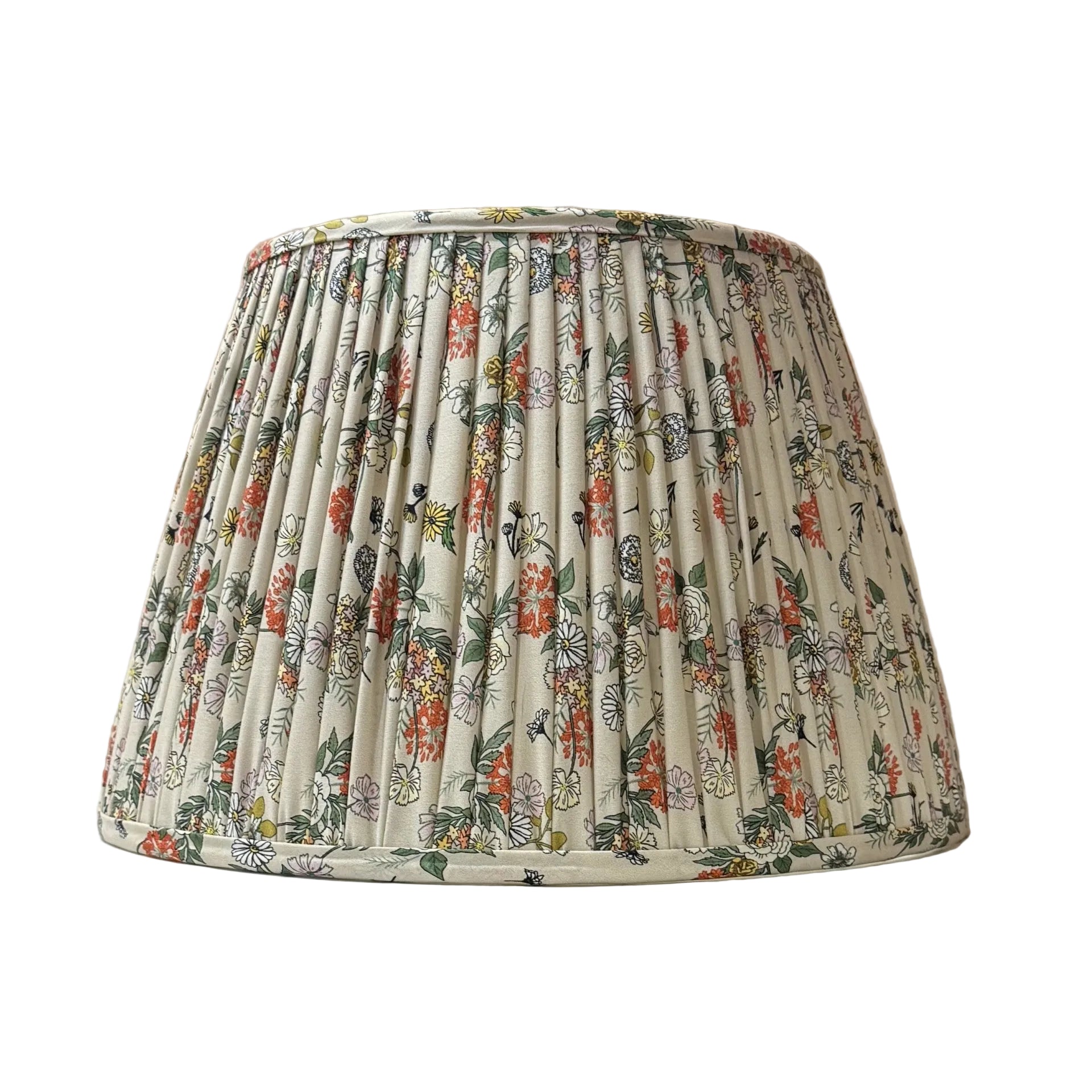 14" Pembroke Coral Green and Yellow Floral Gathered Lampshade