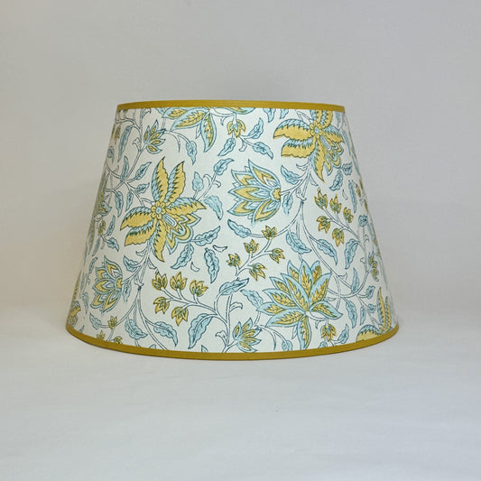 14" Aqua and Yellow Floral Paper Laminated Shade