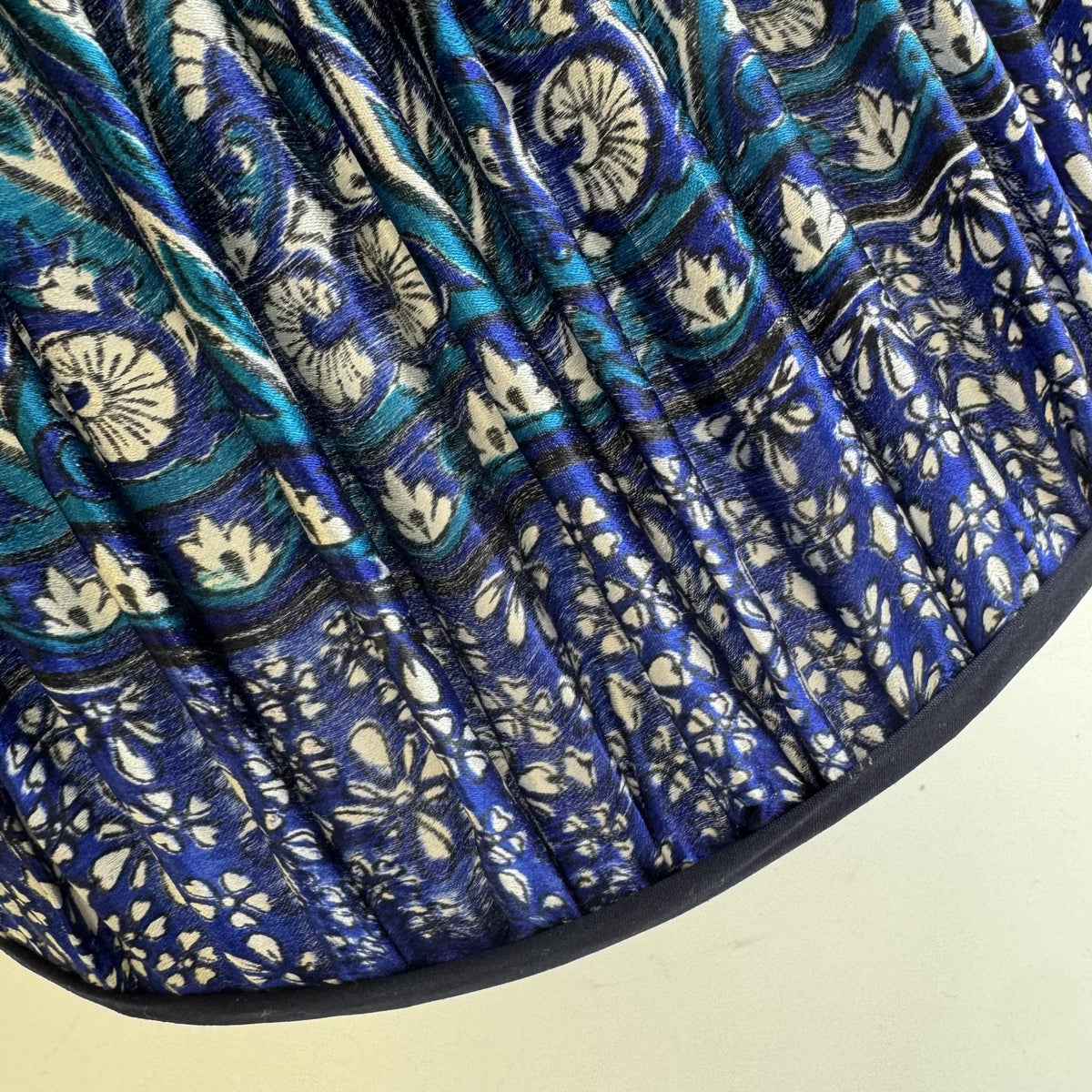 14" Pembroke Gathered Blue Silk Sari Lampshade