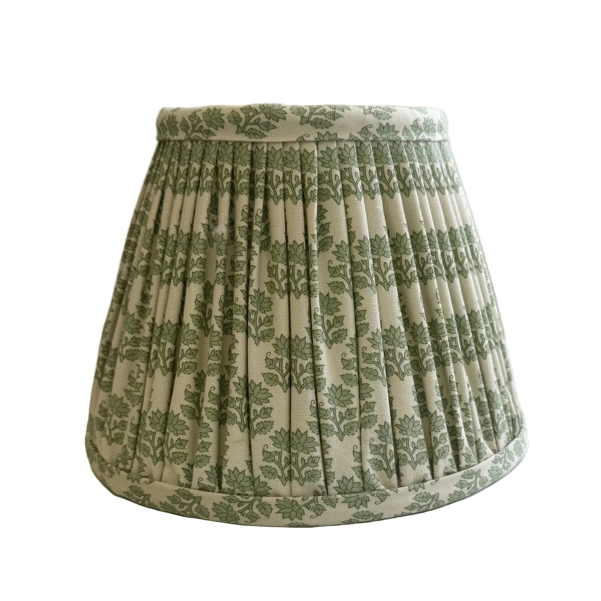 7" Empire Green Leaf Gathered Cotton Lampshade