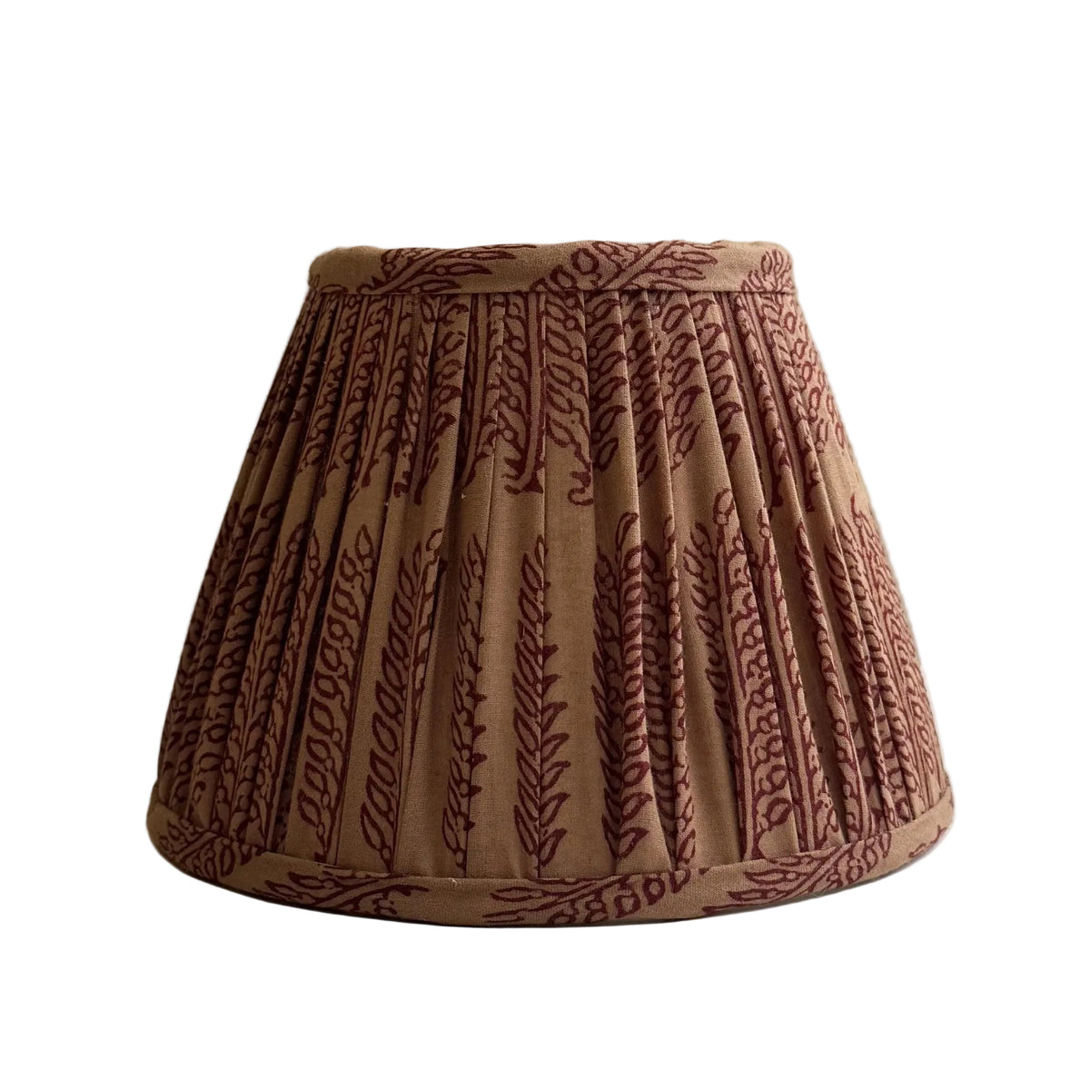 7" Empire Gathered Brown and Red Cotton Lampshade