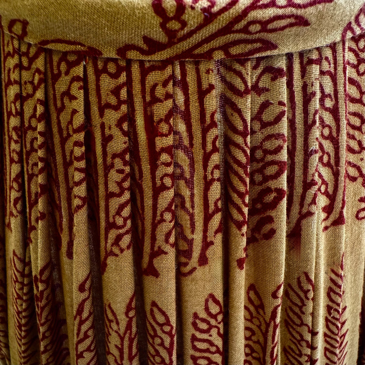 7" Empire Gathered Brown and Red Cotton Lampshade