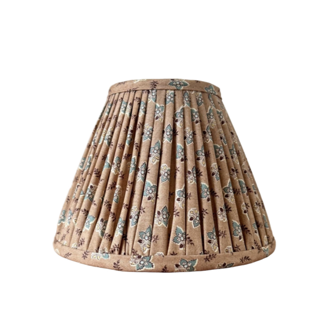8" Empire Brown Floral Gathered Cotton Lampshade