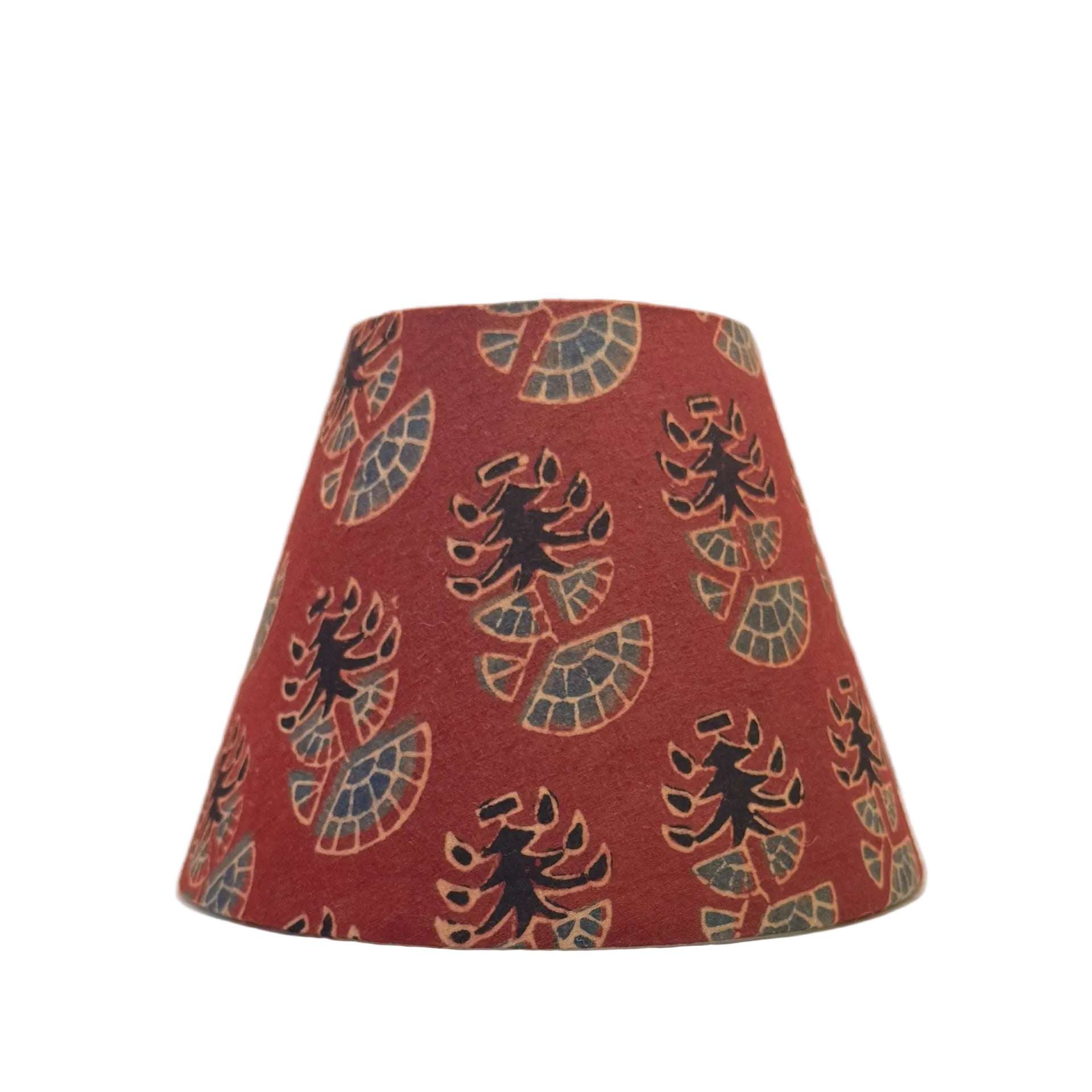 8" Dark Red Patterned Cotton Laminated Lampshade