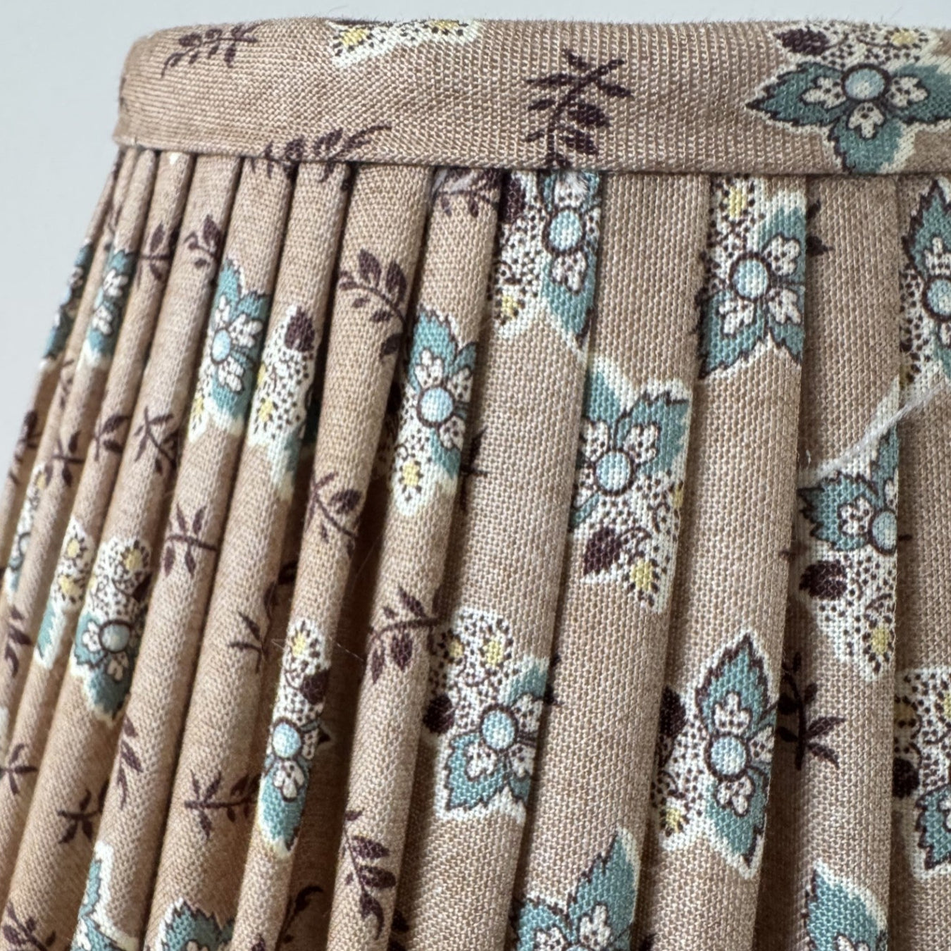 8" Empire Brown Floral Gathered Cotton Lampshade
