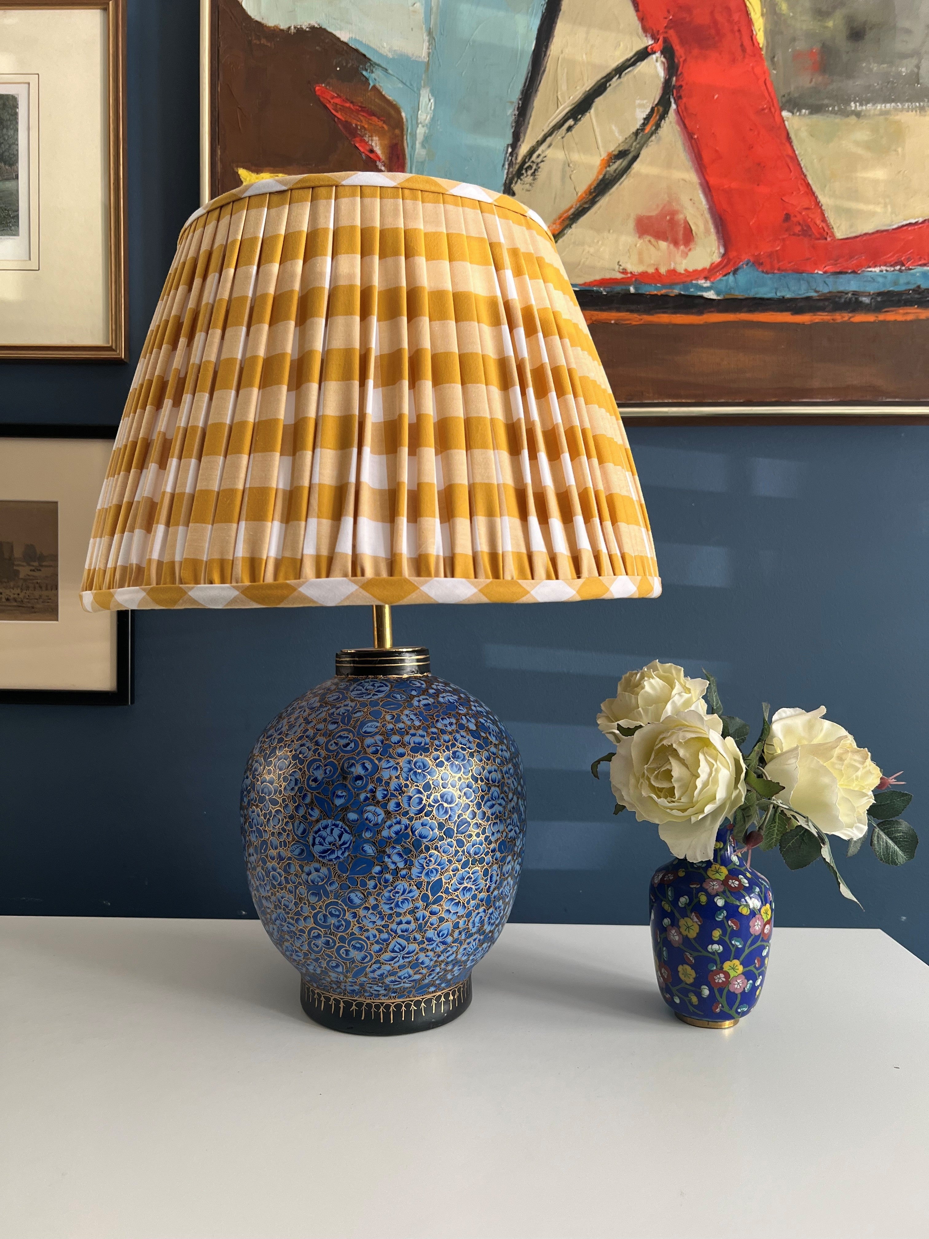 Small Kashmiri urn table lamp, blue