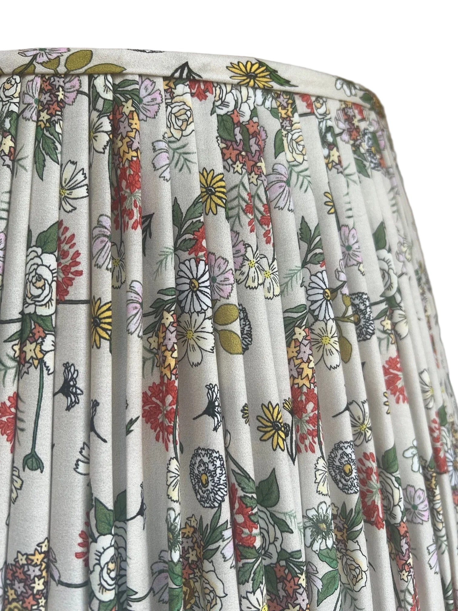 14" Pembroke Coral Green and Yellow Floral Gathered Lampshade