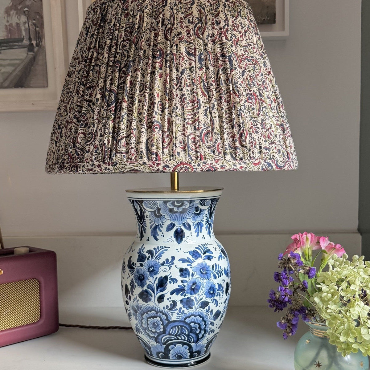 Delft Blue & White Floral Vase Lamp