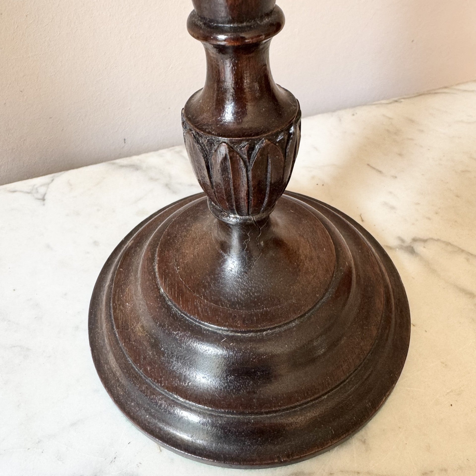 Vintage pair of 18th century mahogany table lamps