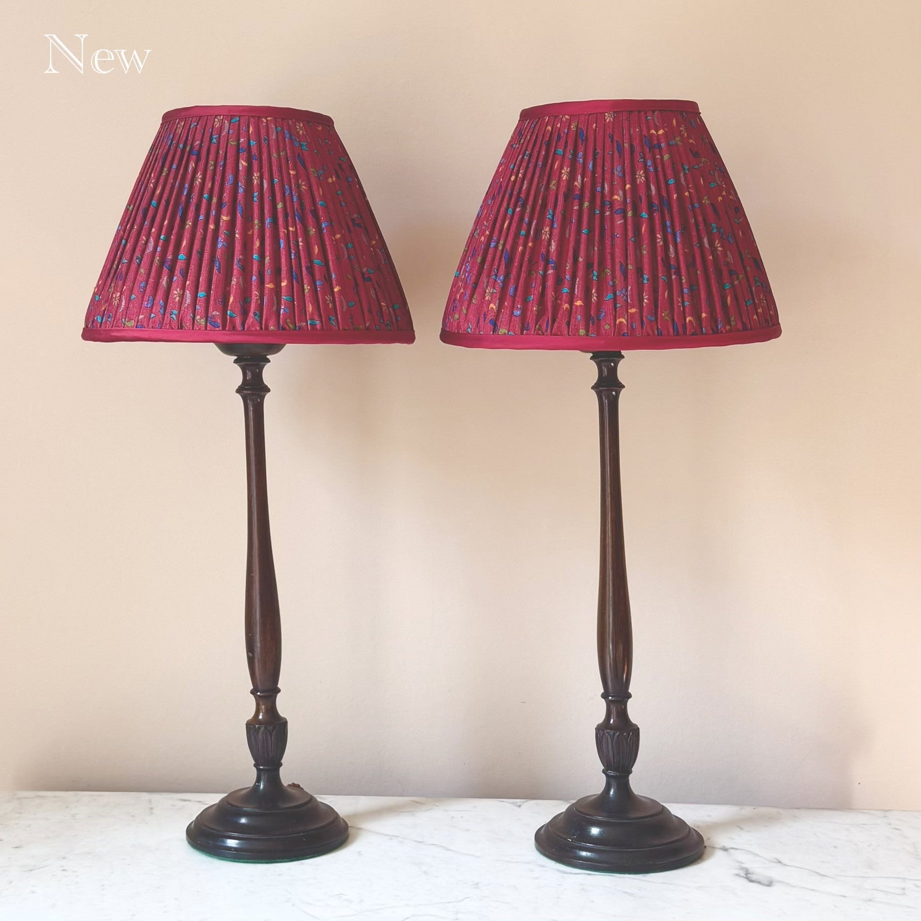 Vintage pair of 18th century mahogany table lamps