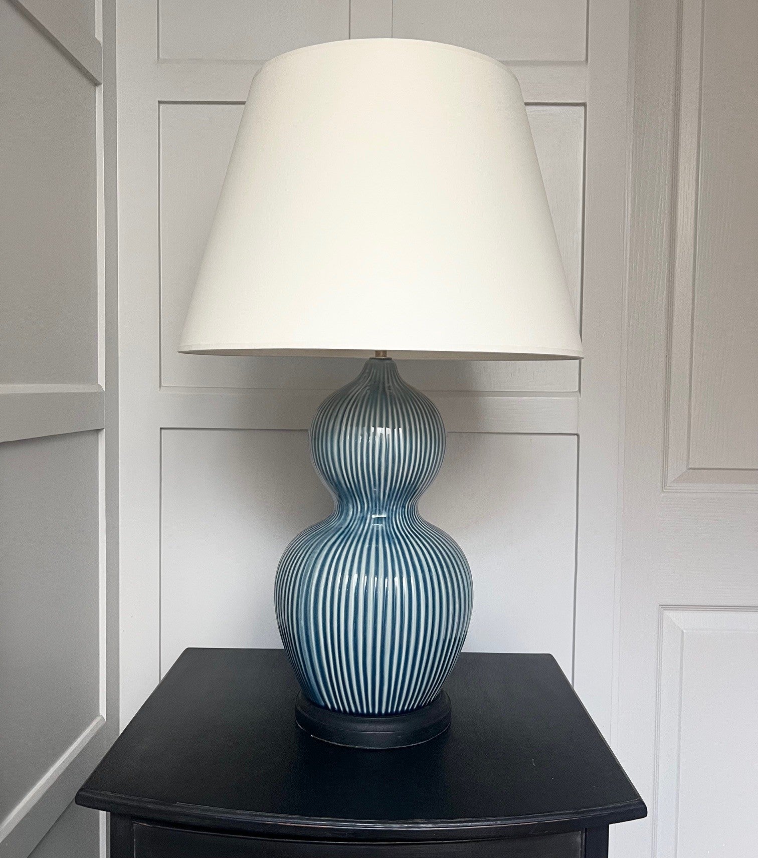 Ribbed Gourd Vase, Blue