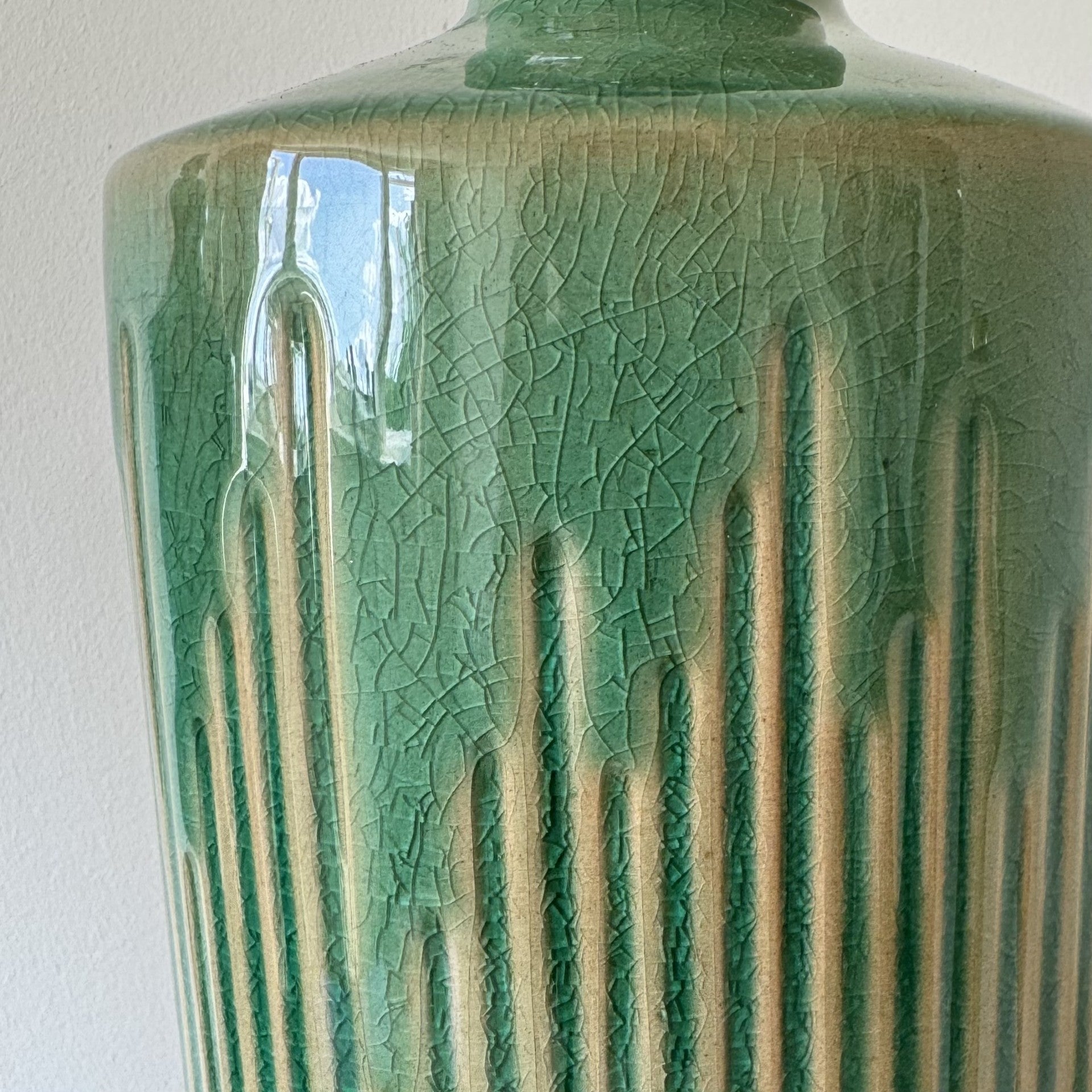 Pair of Green Ceramic Table Lamps