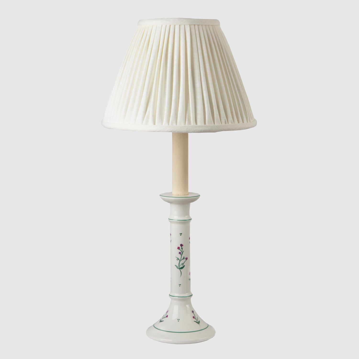 Creamware candlestick table lamp, sweet pea