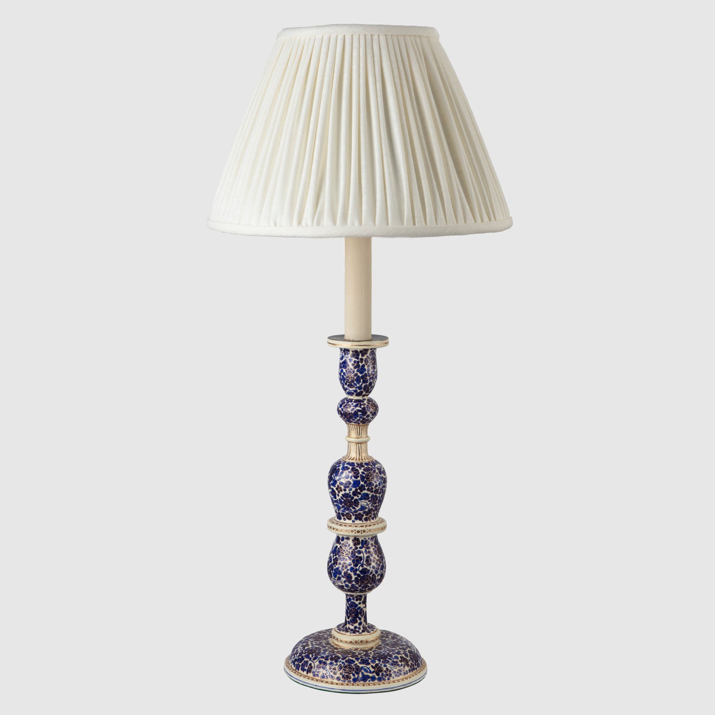 Kashmiri candlestick table lamp, blue