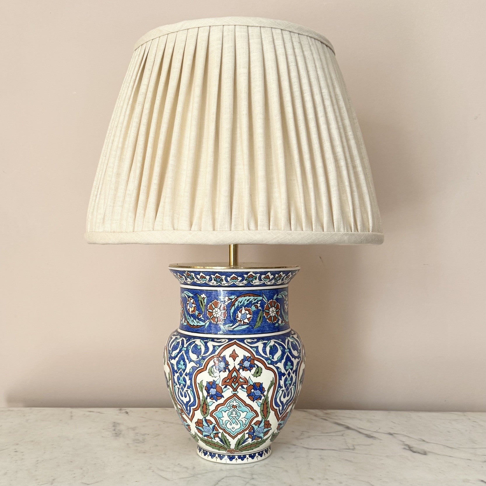 Vintage Iznic Ceramic Vase Lamp
