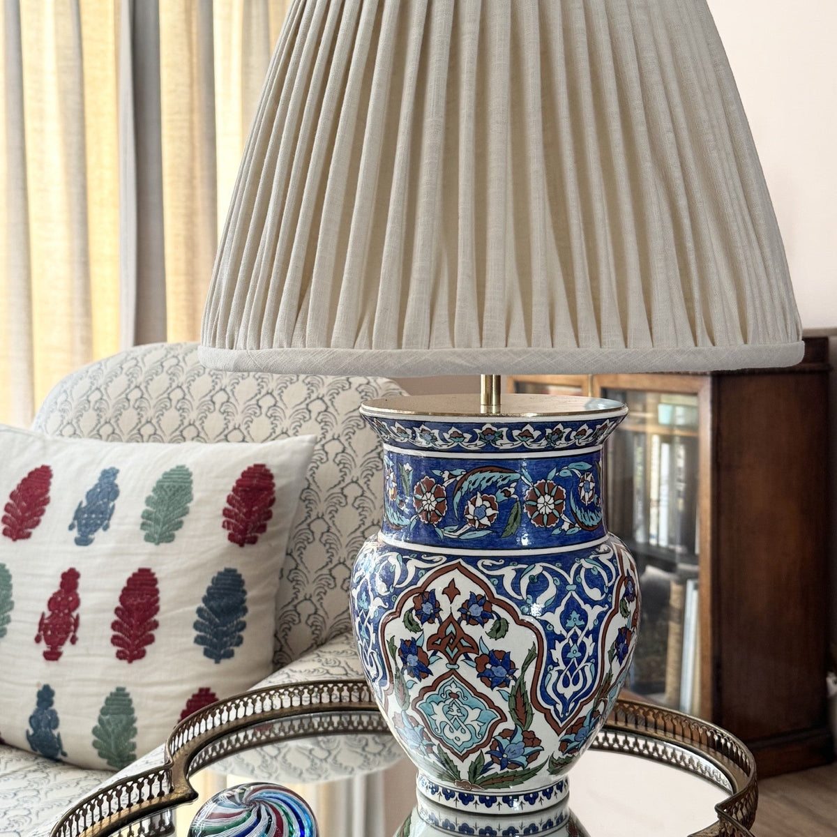 Vintage Iznic Ceramic Vase Lamp
