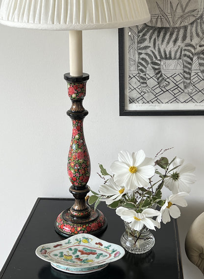 Kashmiri candlestick table lamp, multi black