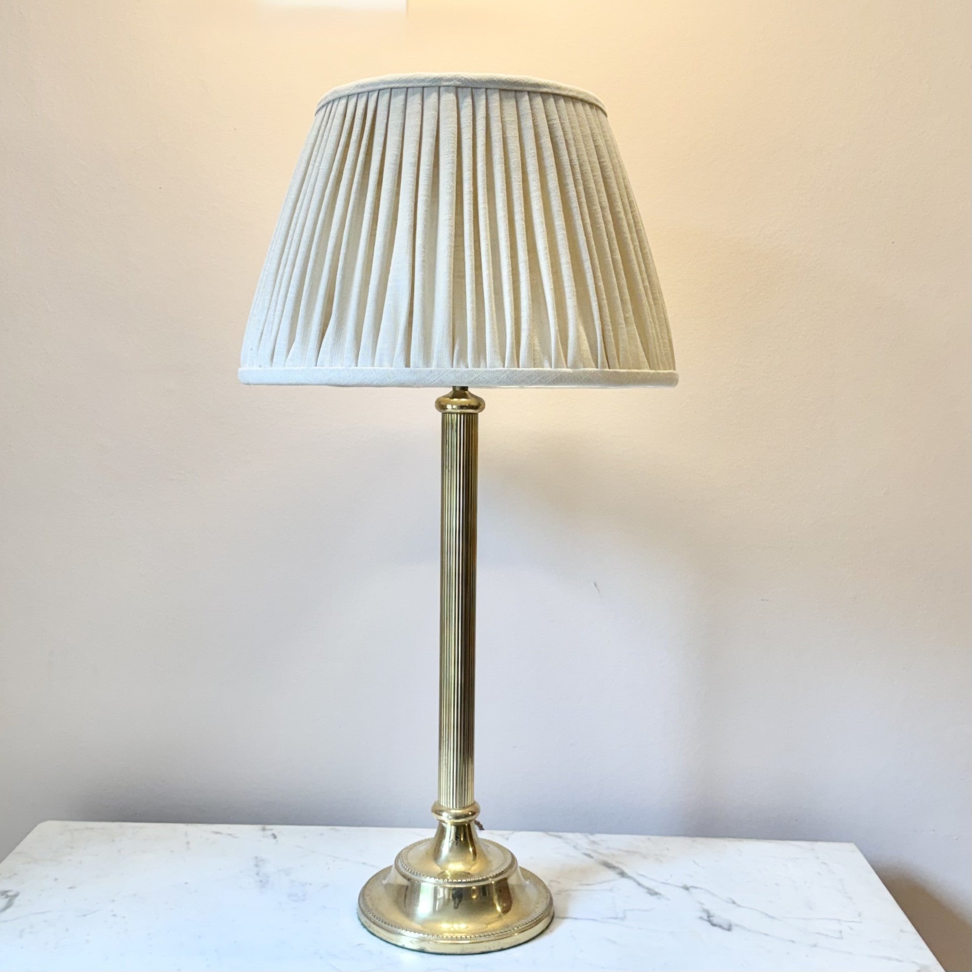 Vintage Brass Ribbed Column Lamp