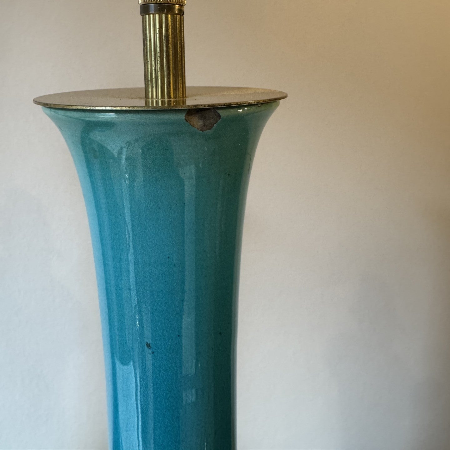 Vintage Pair of Ceramic Turquoise Vase Lamps