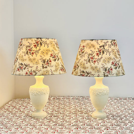 Vintage pair of Wedgwood creamware table lamps