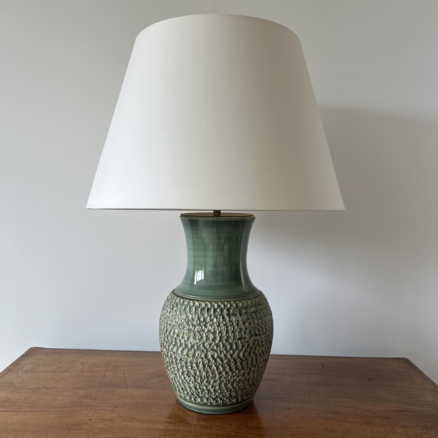 Vintage Mid-century Denby Bracken vase table lamp in fern green