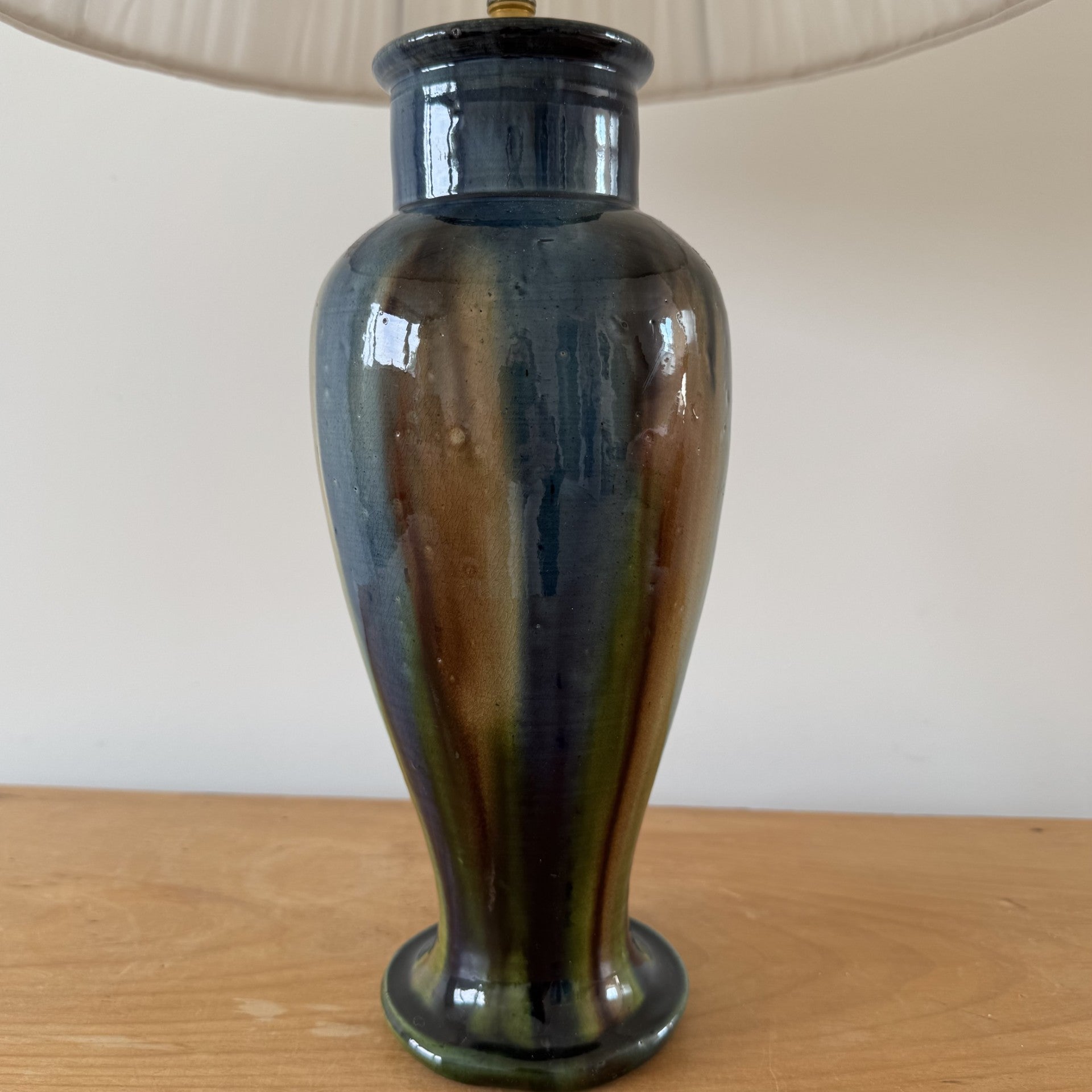 Vintage small art pottery vase table lamp