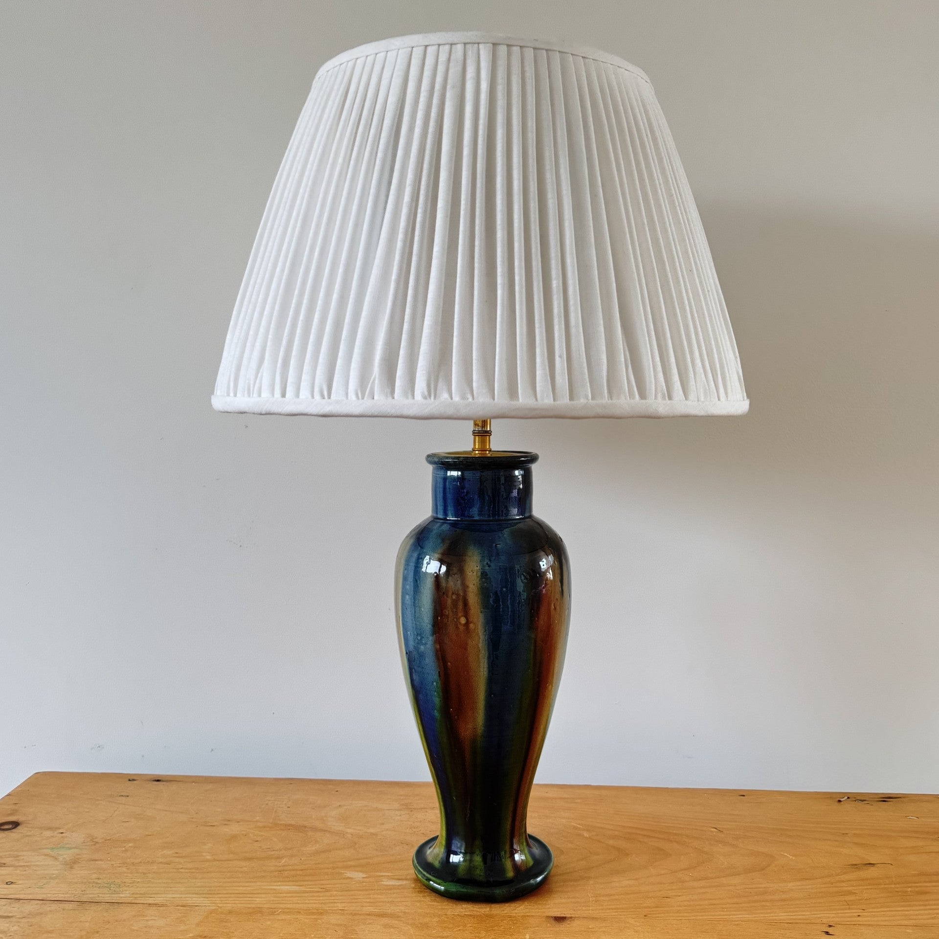 Vintage small art pottery vase table lamp