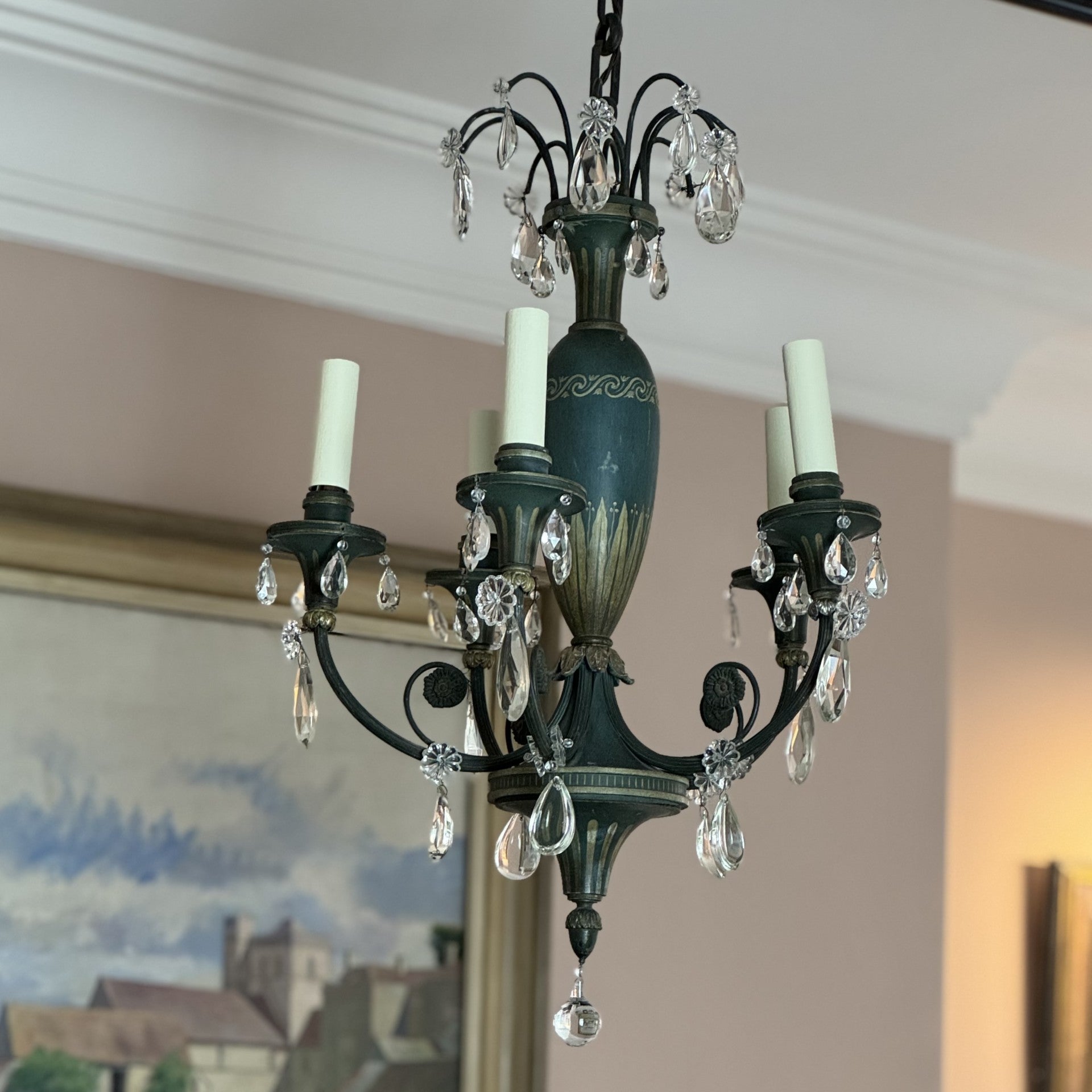 Vintage 19th Century French Tole Chandelier