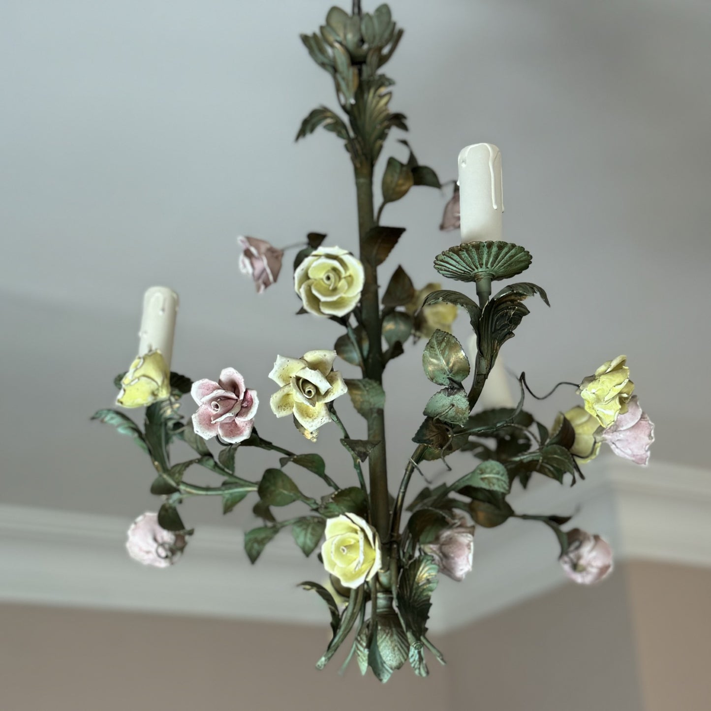 Vintage Ceramic Flower Chandelier