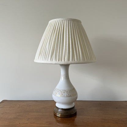 Vintage opaline glass table lamp with decoration