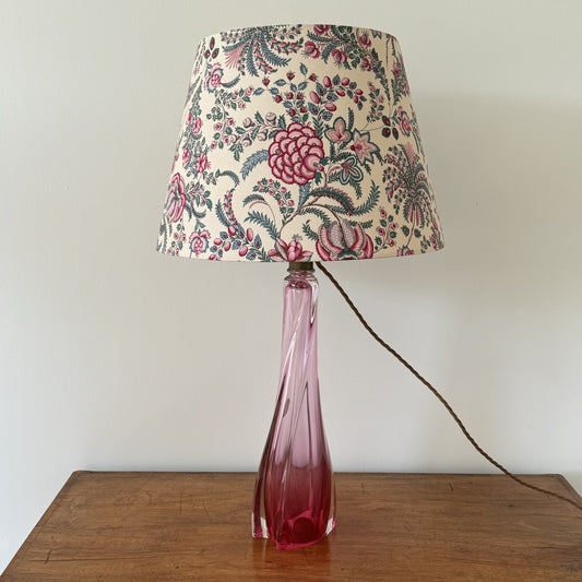 Twisted glass table lamp in the style of Val St Lambert