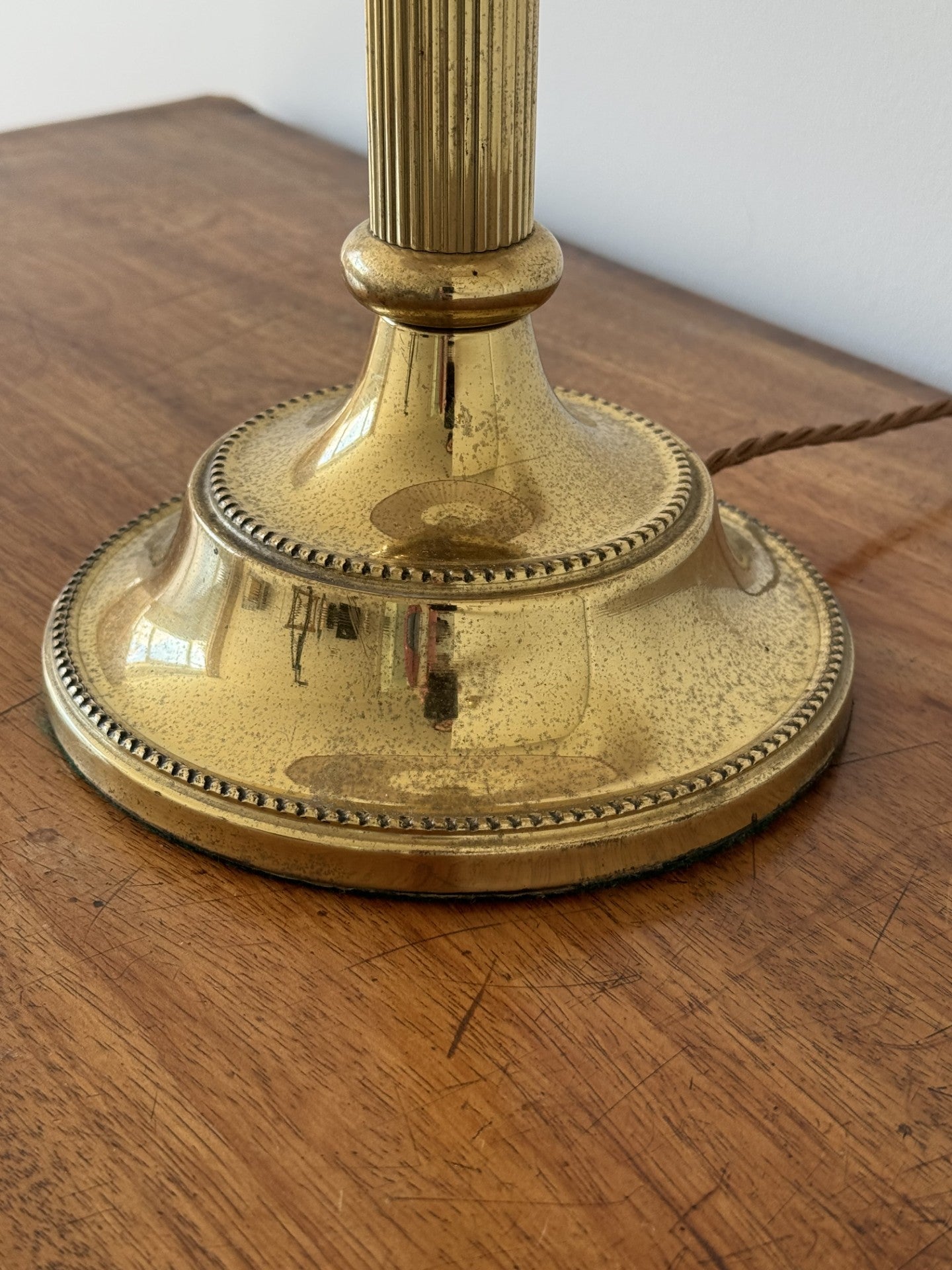 Vintage Brass Reeded Column Table Lamp