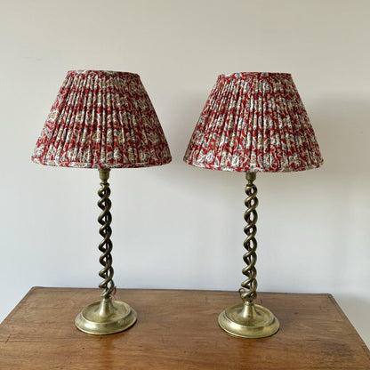 Vintage pair of brass barley twist table lamps