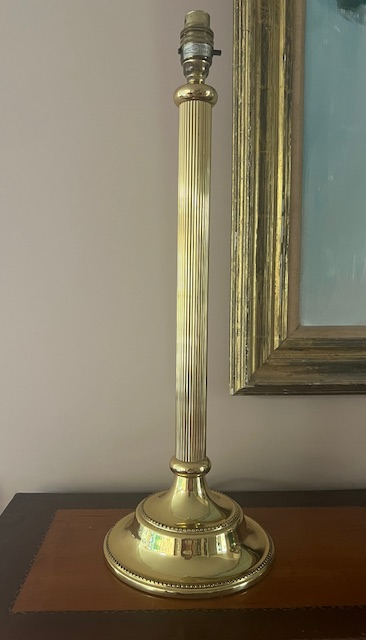Large brass column table lamp