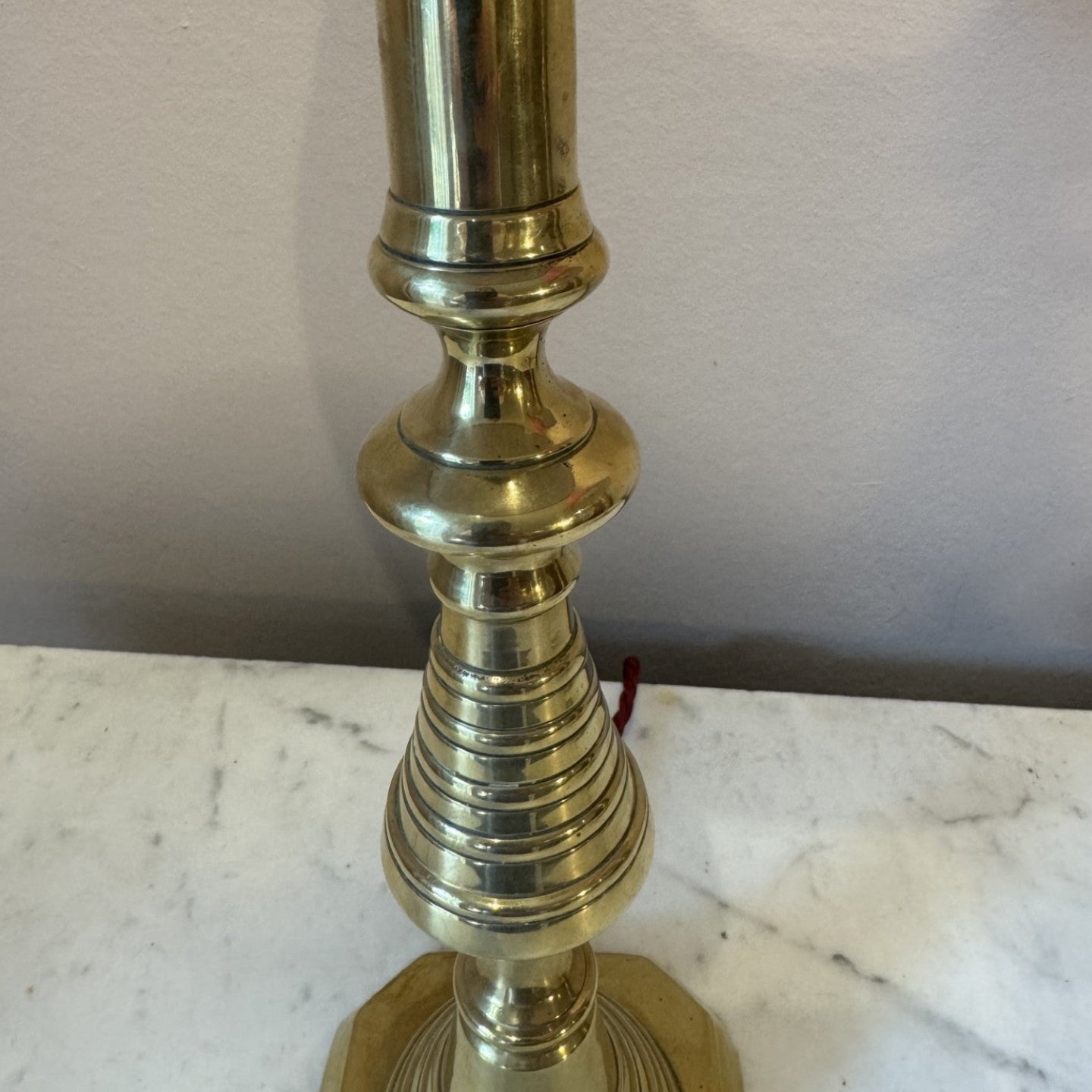 Vintage Pair of Brass Beehive Candlestick Lamps