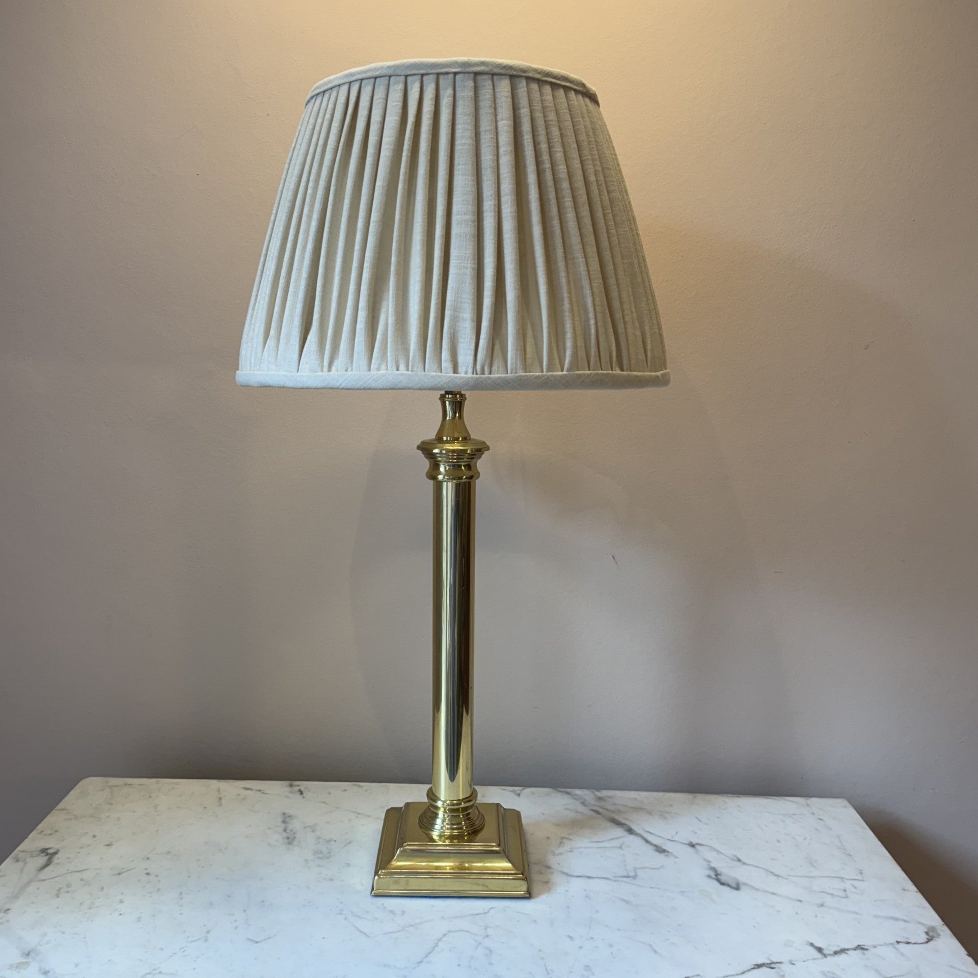 Vintage Brass Column Table Lamp