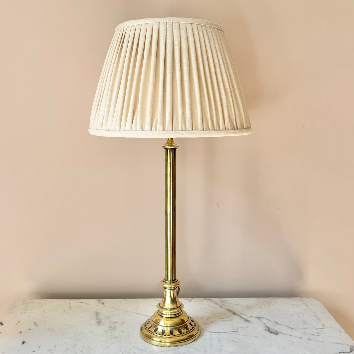 Vintage Brass Column Table Lamp