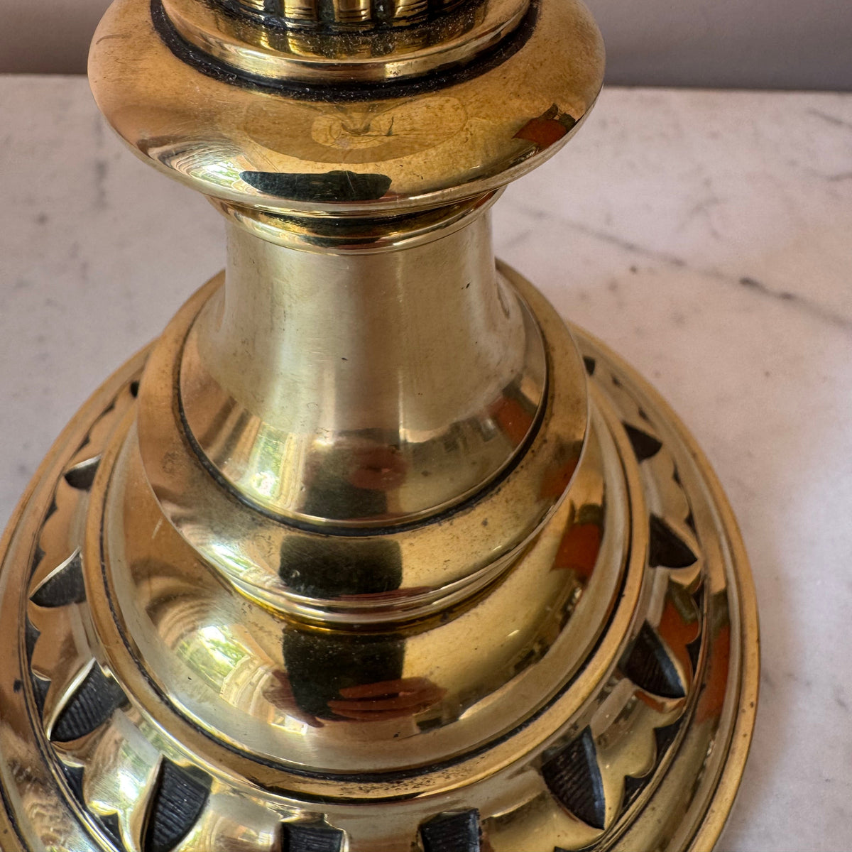 Vintage Brass Column Table Lamp