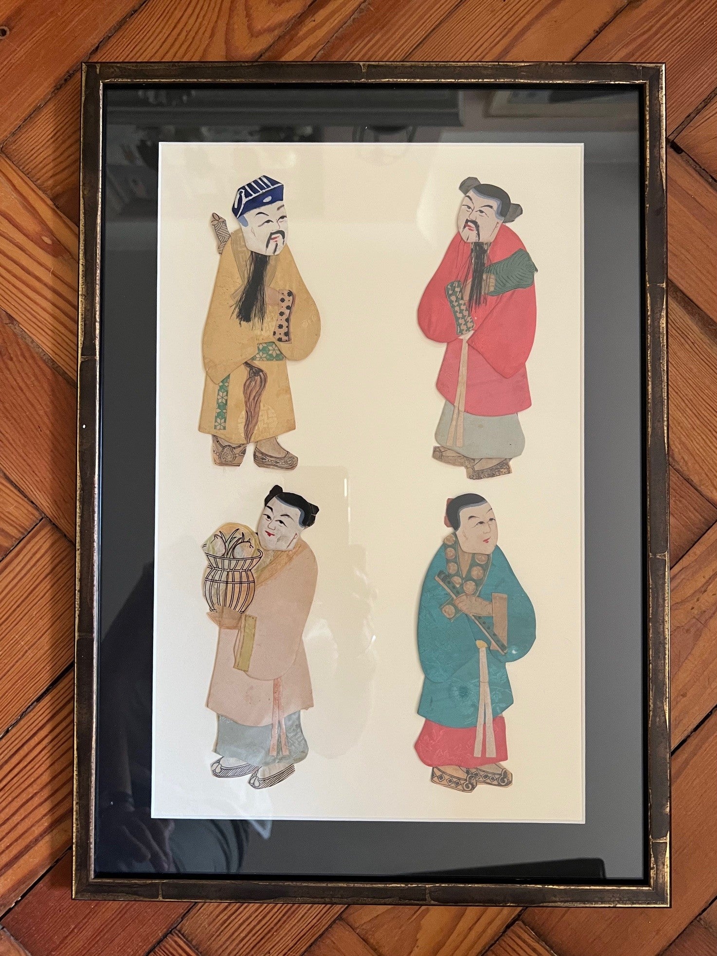 Pair of Chinese decorative framed pictures