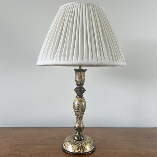 Vintage Kashmiri candlestick table lamp