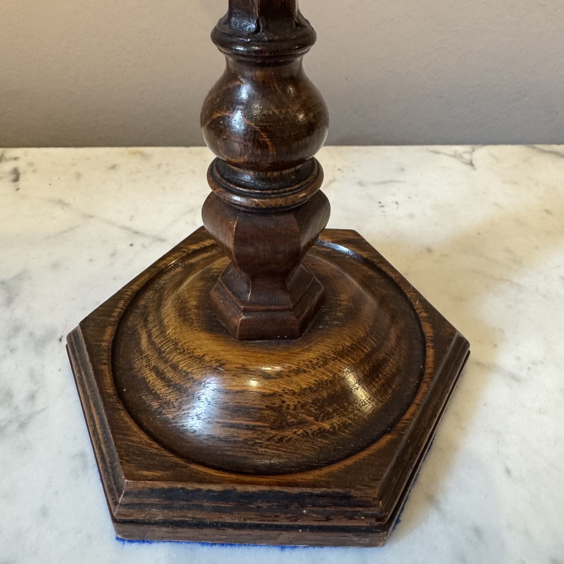 Vintage Oak Candlestick Table Lamp