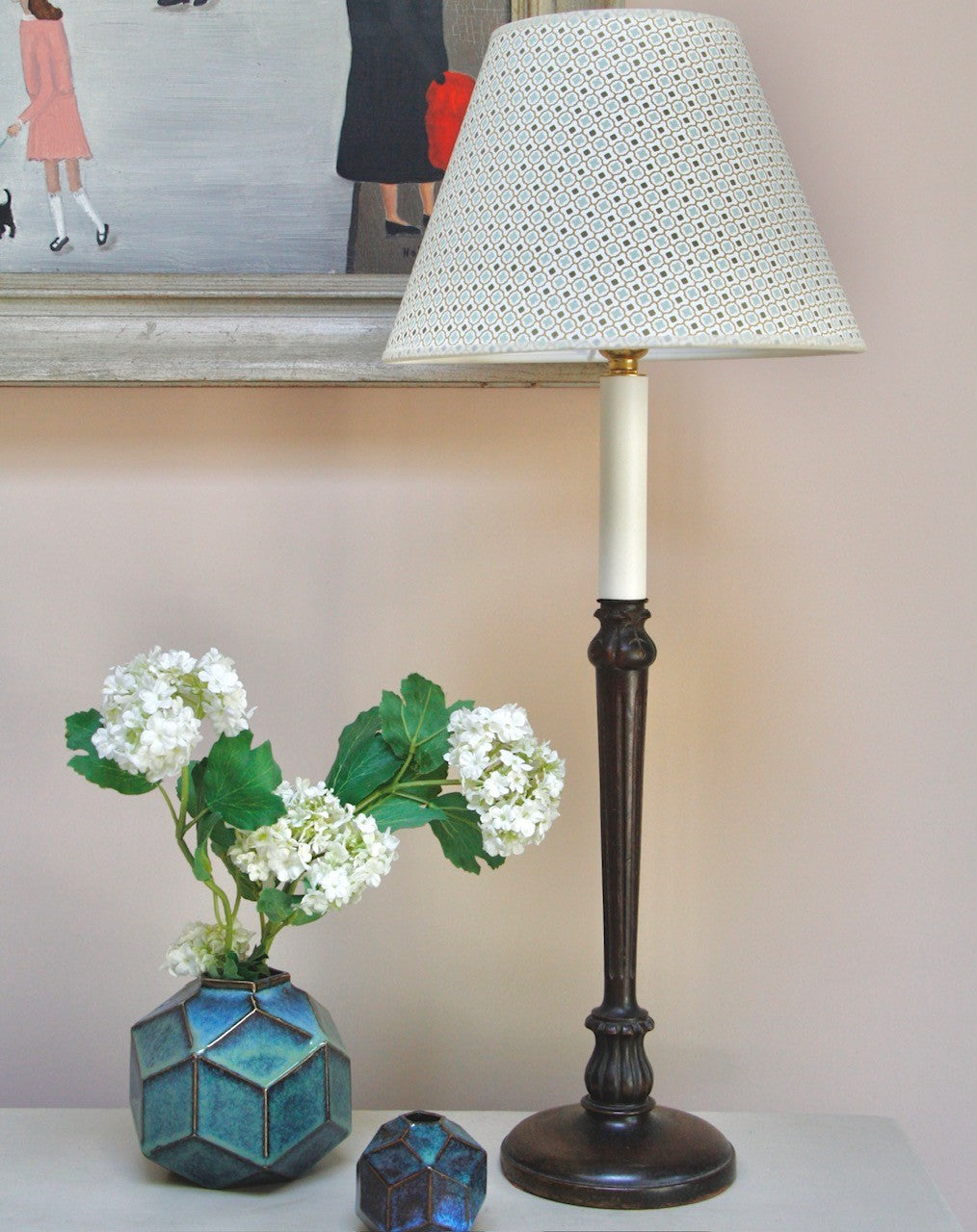 Vintage Mahogany Candlestick Table Lamp
