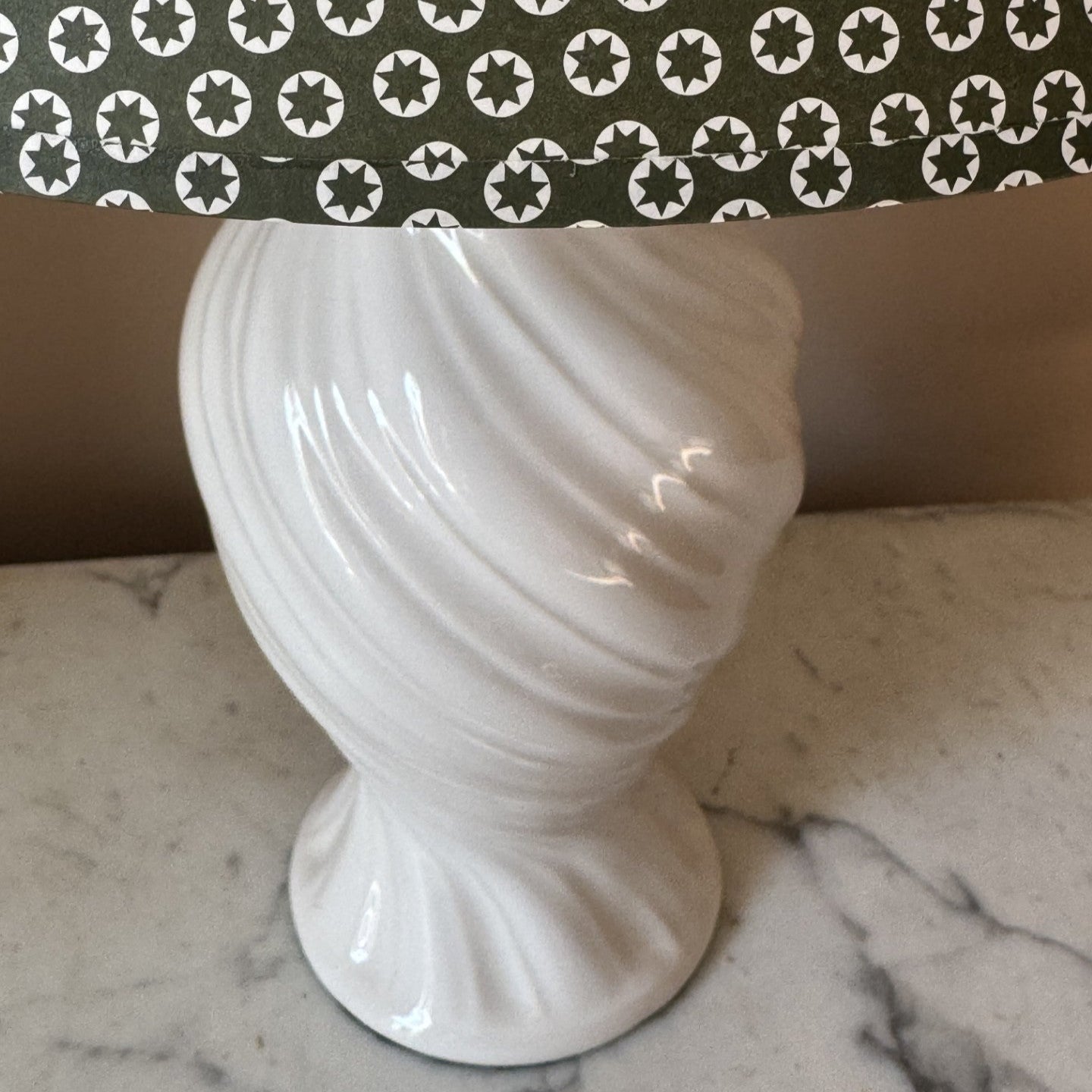 Vintage pair of white ceramic vase table lamps