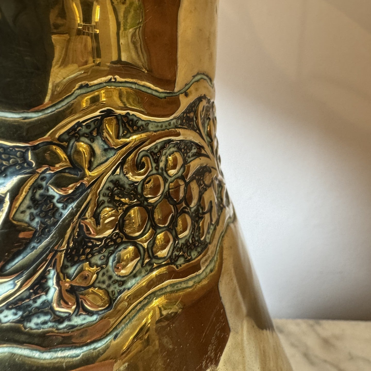 Vintage Arts & Crafts Brass Vase Lamp