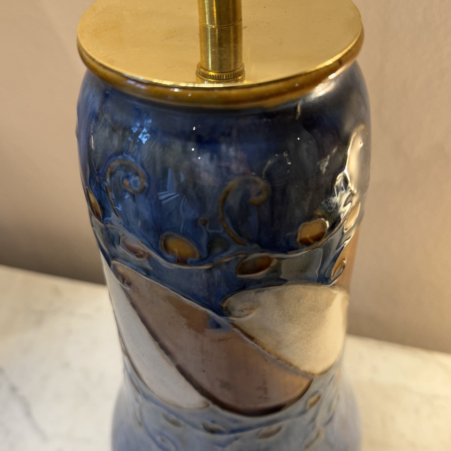 Vintage Pair of Doulton Ceramic Vase Table Lamps