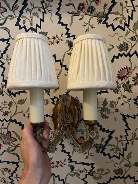 Set of 4 Vintage French Glass and Brass Wallights