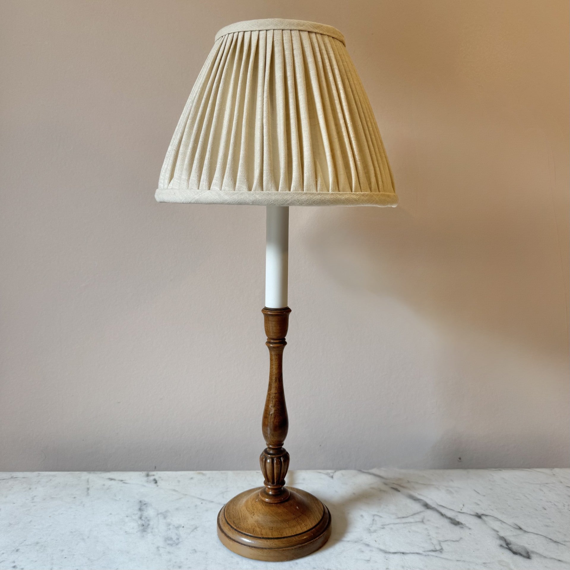 Vintage Walnut Wood Candlestick Lamp