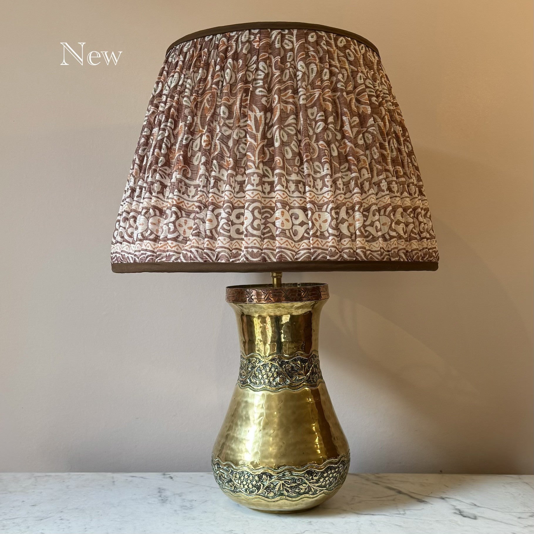 Vintage Arts & Crafts Brass Vase Lamp
