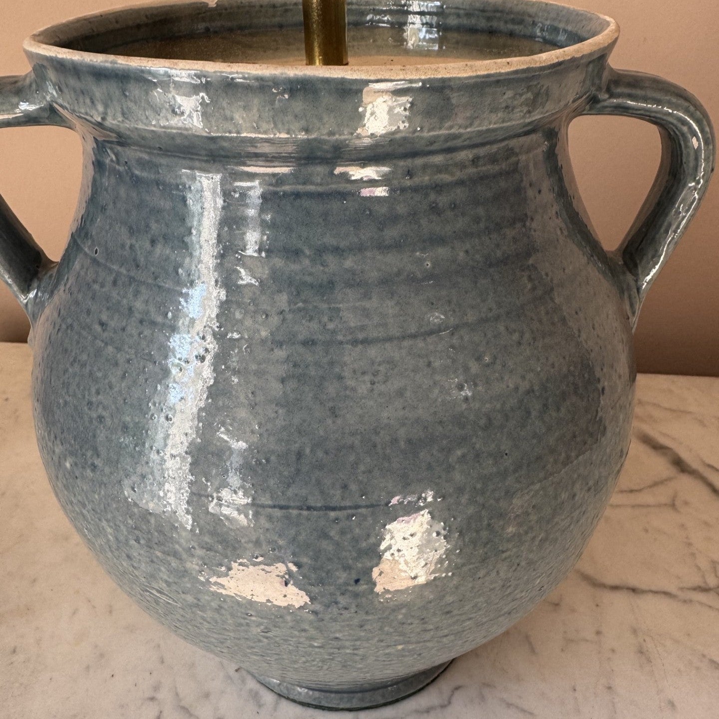 Blue Glaze Terracotta Vase Lamp