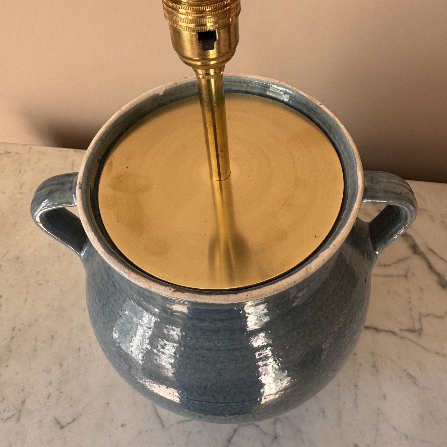 Blue Glaze Terracotta Vase Lamp